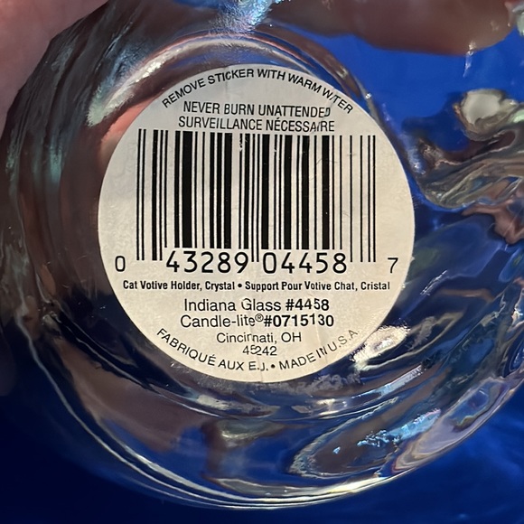 Vintage Indiana Glass Sleeping Cat Crystal Candle Votive - Picture 2 of 3